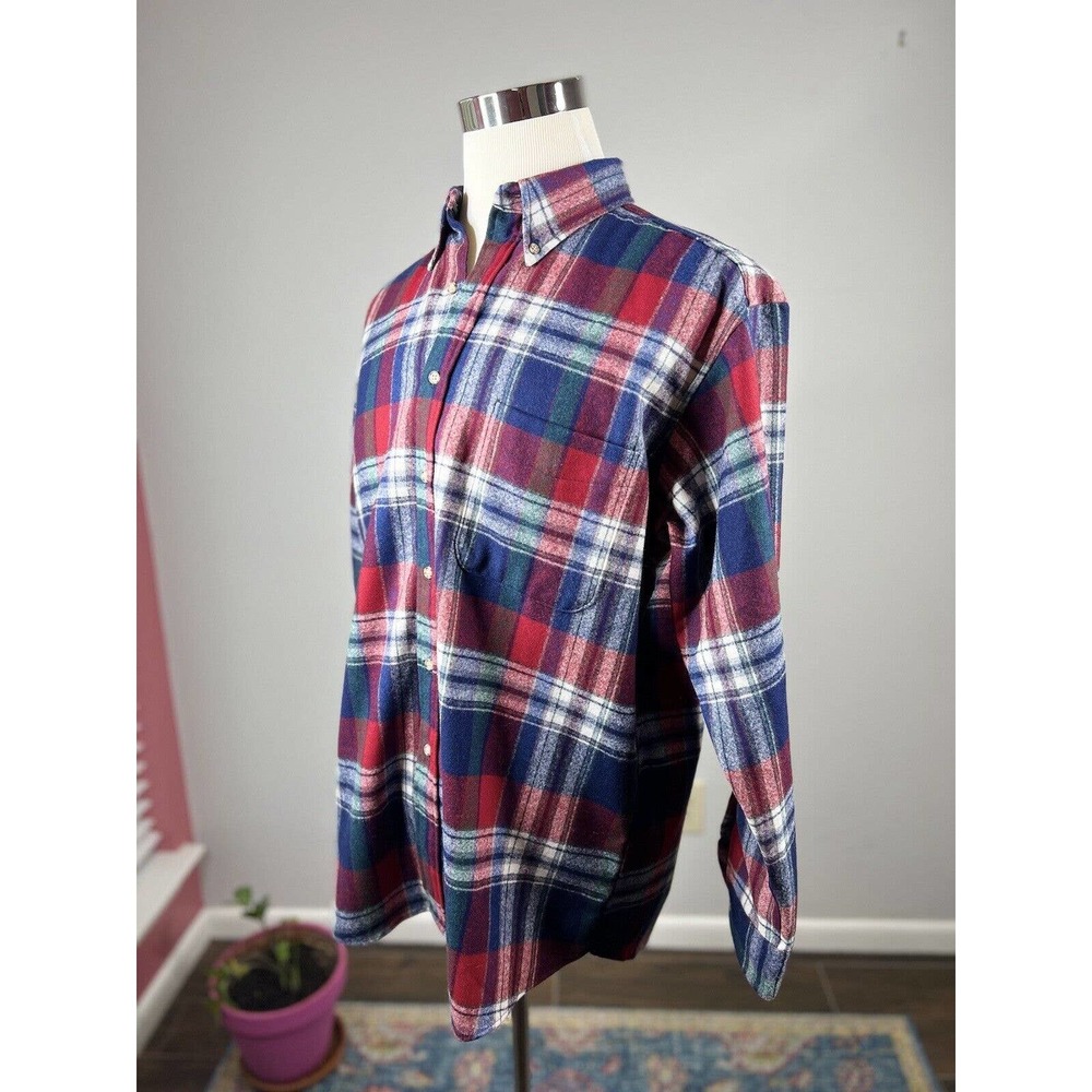 Pendleton Wool Shirt Flannel Mens Large Red White and Blue Plaid Long Sleeve
